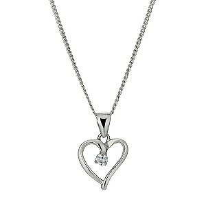 Sterling Silver Cubic Zirconia Heart Pendant NecklaceSterling Silver Cubic Zirconia Heart Pendant Ne