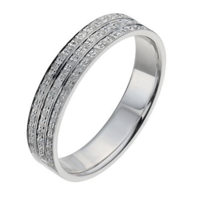 Mens 9ct White Gold 30 Point Diamond Three