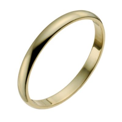 18ct Yellow Gold 2mm Heavy D Shape Ring