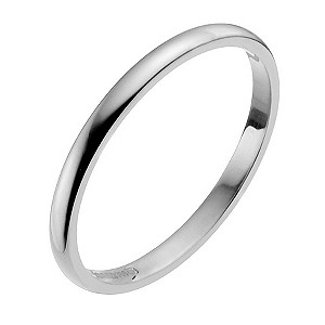 18ct White Gold 2mm Extra Heavy D Shape Ring