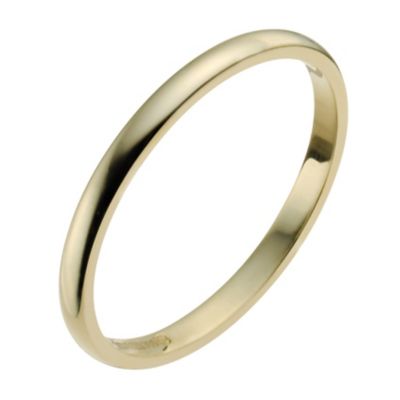 18ct Yellow Gold 2mm Heavy D Shape Ring
