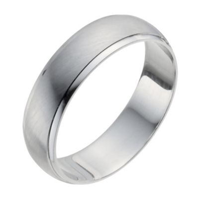 Men's 18ct White Gold 5mm Matt & Polished Band Ring - Product number 9956611
