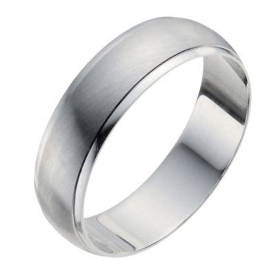 18ct White Gold 6mm Matt & Polished Band Ring - Product number 9956743
