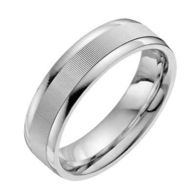 H Samuel Mens Sterling Silver Patterned Rib Ring