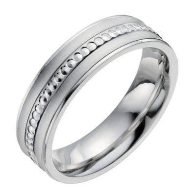 H Samuel Mens Sterling Silver Patterned Milgrain Ring