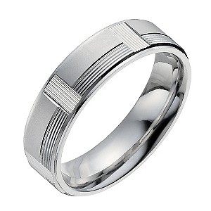 H Samuel Mens Sterling Silver Patterned Ring