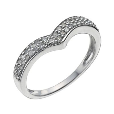 H Samuel Sterling Silver Quarter Carat Diamond Shaped Ring