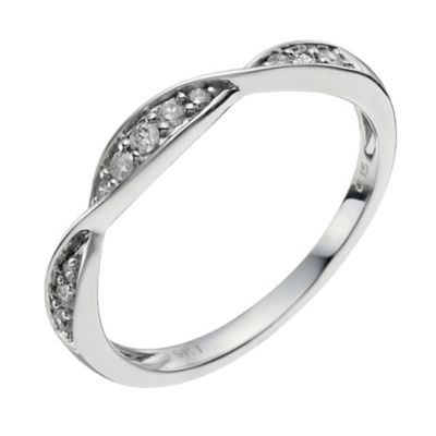 9ct White Gold 15 Point Diamond Twist Ring - Product number 9959769