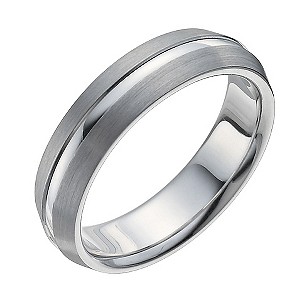 H Samuel Sterling Silver Matt and Polished Ring