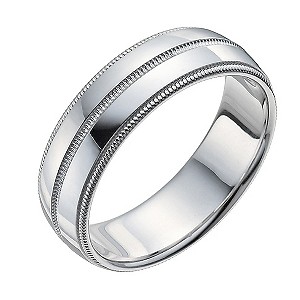 H Samuel Mens Sterling Silver Groove Ring