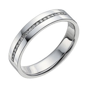 H Samuel Sterling Silver Channel Set 10 Point Diamond Ring