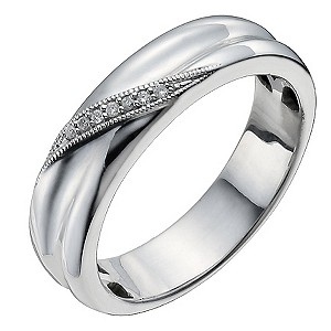 H Samuel Mens 9ct White Gold Diamond Ring