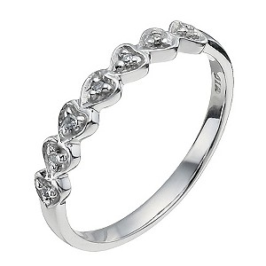 9ct White Gold Diamond Heart Ring