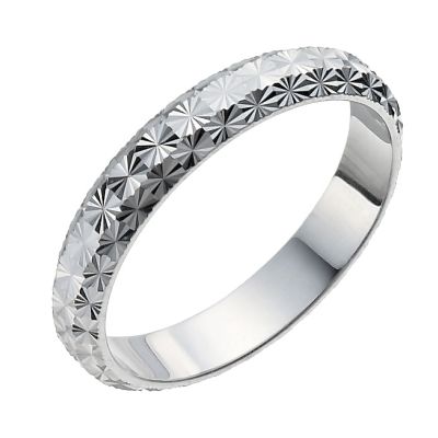 9ct White Gold Diamond Cut Band - Product number 9965564