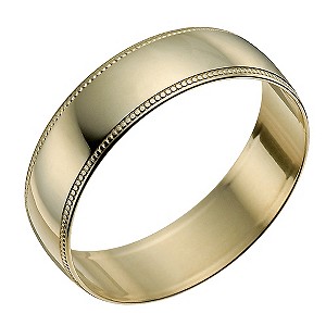 9ct Yellow Gold 6mm Milgrain Edge Ring