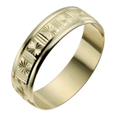 9ct Yellow Gold Diamond Cut Ring - Product number 9966188