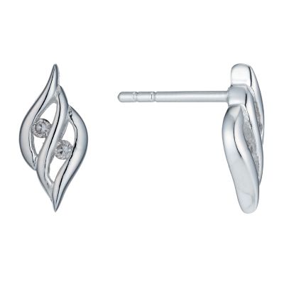 Sterling silver cubic zirconia leaf earrings - Product number 9967281