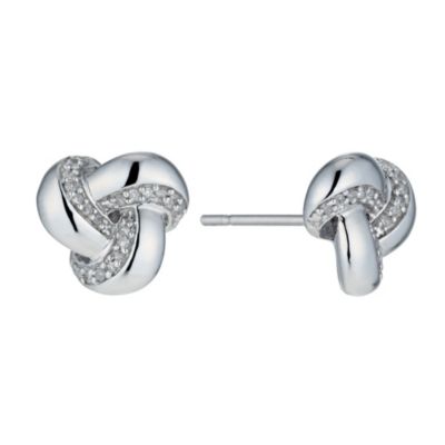 Sterling silver 10 point diamond knot earrings - Product number 9968393