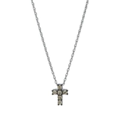 Sterling silver 15 point natural brown diamond cross pendant - Product number 9968407