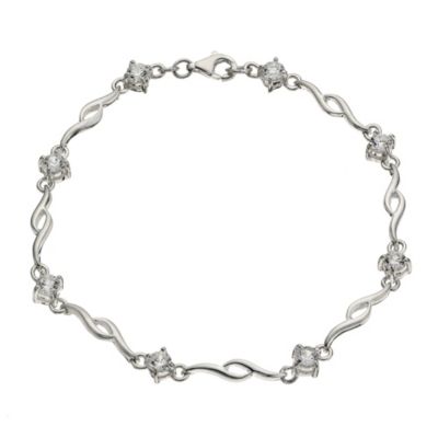 Sterling Silver and Cubic Zirconia Wave Bracelet