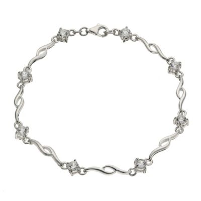 H Samuel Sterling Silver and Cubic Zirconia Wave Bracelet