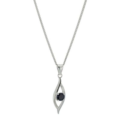 Sterling Silver and Sapphire Open Pendant Necklace