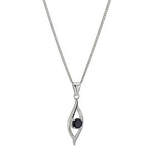 Sterling Silver and Sapphire Open Pendant Necklace