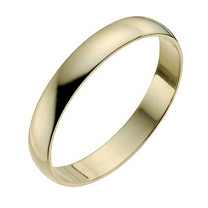 18ct Yellow Gold 3mm Heavy D Shape Ring