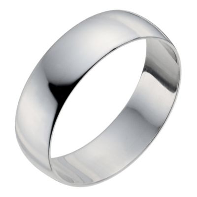 Men's 18ct White Gold 6mm Heavy D Shape Ring - Product number 9969438