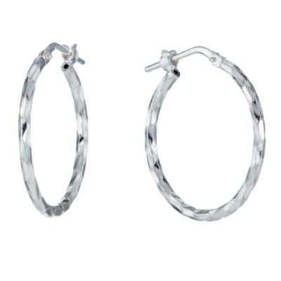 Sterling silver diamond cut creole hoop earrings - Product number 9970924