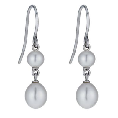 9ct white gold cultured freshwater pearl drop earrings - Product number 9974156