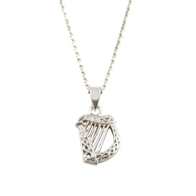 Sterling Silver Harp Pendant Necklace