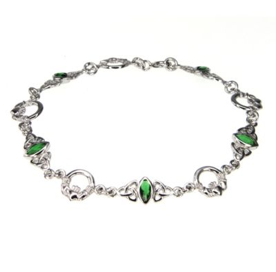 Sterling Silver and Green Cubic Zirconia