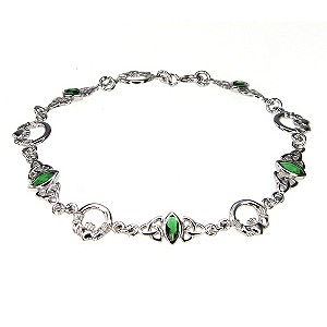 Sterling Silver and Green Cubic Zirconia