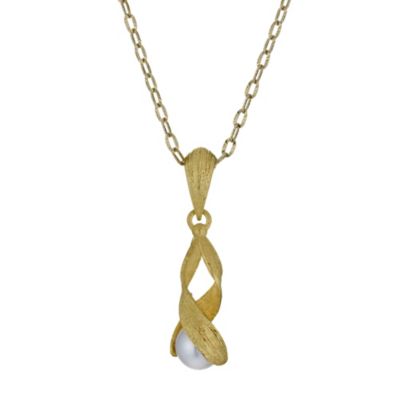 9ct yellow gold cultured freshwater pearl loop pendant - Product number 9974407