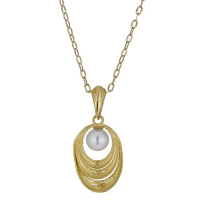 9ct gold cultured freshwater pearl fusion oval pendant - Product number 9974415