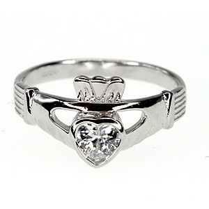 Cailin Sterling Silver & Cubic Zirconia Claddagh Ring O