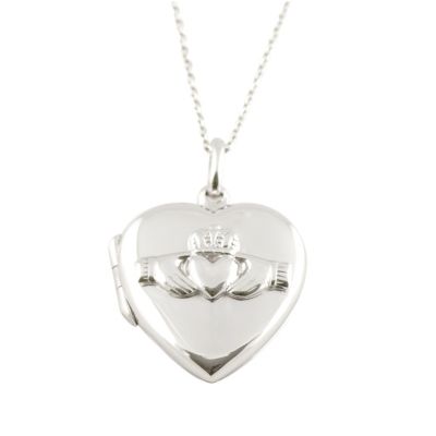 Sterling Silver Claddagh Locket Necklace