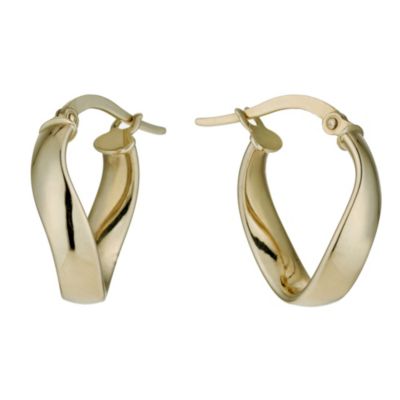 9ct yellow gold wave creole hoop earrings - Product number 9974857