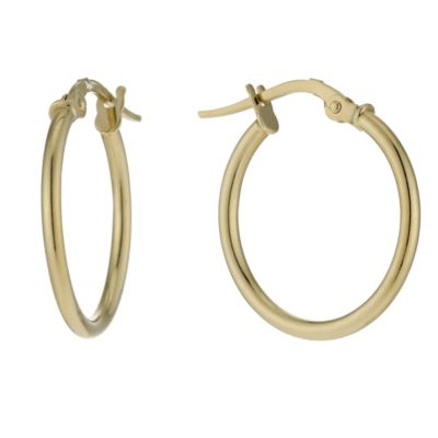 9ct yellow gold thin round 15mm creole hoop earrings - Product number 9974911