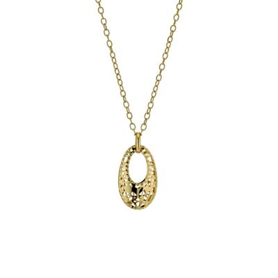 9ct yellow gold cut out oval drop pendant necklace - Product number 9975039