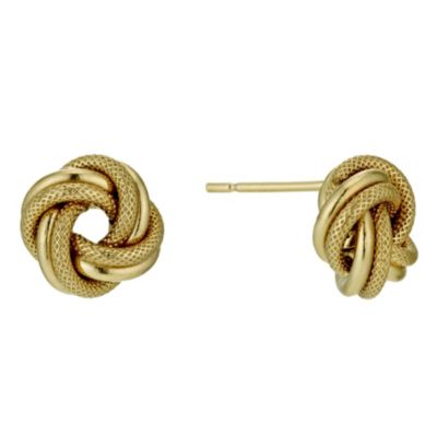 9ct yellow gold knot stud earrings - Product number 9975578