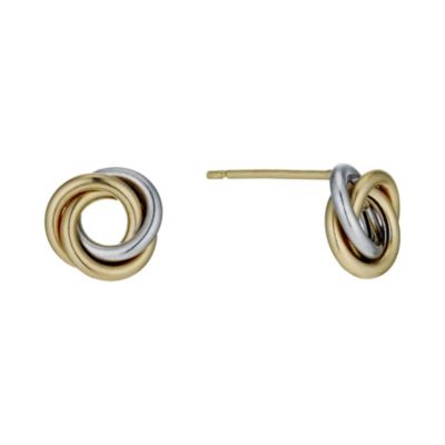 9ct yellow and white gold knot stud earrings - Product number 9976051
