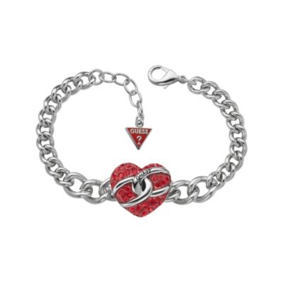 Guess Silver Plated & Crystal Pave Heart Bracelet - Product number 9978887