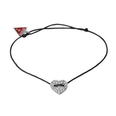 Guess Silver-Plated Crystal Mini Heart Bracelet
