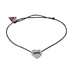 Guess Silver-Plated Crystal Mini Heart Bracelet