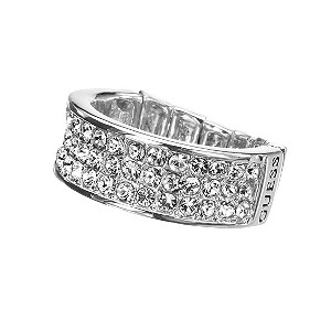 Guess Silver-Plated Pave Crystal Stretch Ring