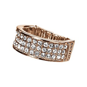 Guess Rose Gold-Plated Pave Crystal Stretch Ring
