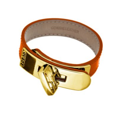 Guess Gold-Plated Orange Leather Bracelet - Product number 9979131