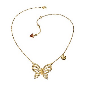 Guess Gold-Plated Crystal Pave Butterfly Necklace